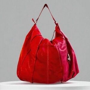 New! GIANNI CHIARINI NEW RED LEATHER LARGE HOBO SHOULDER BAG